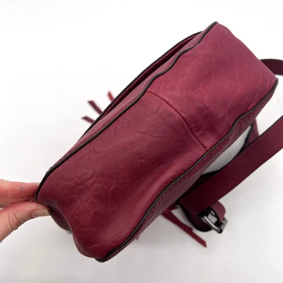 TREASURE AND BOND Leather Crossbody bag Womens Maroon Pebbled Tassel - Picture 6 of 12